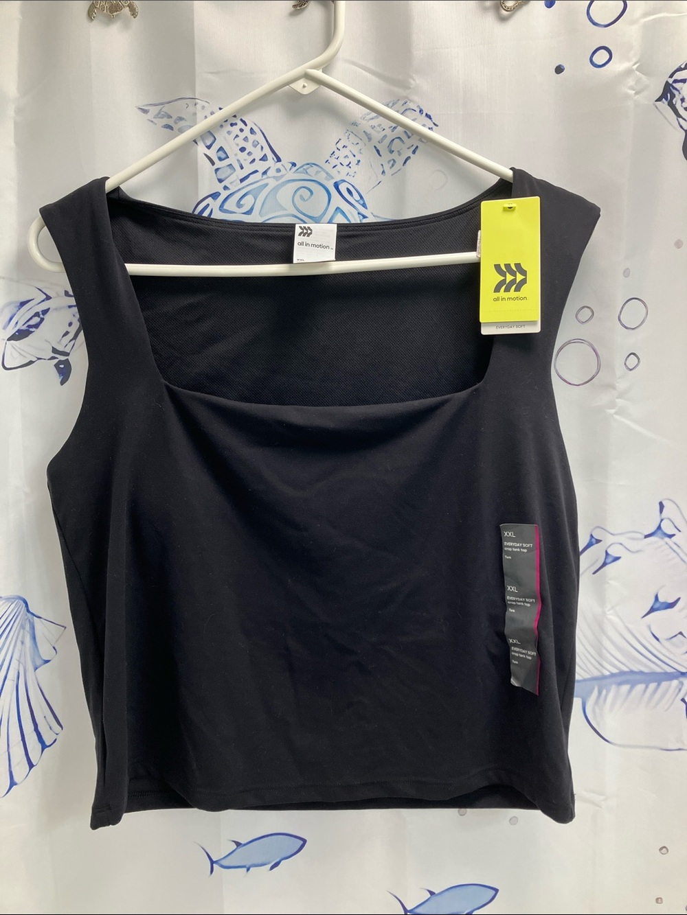all in motion Black Scoop-Square Neck Tank Top